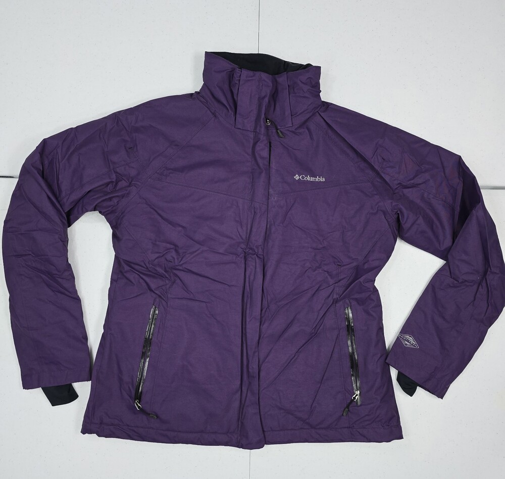 Columbia Omni-Tech Purple Women XL Ski Jacket Missing Hood Omni Heat Thermal